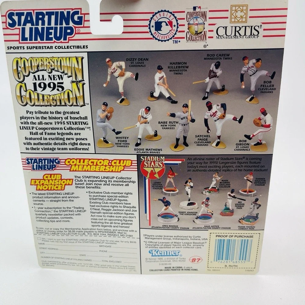 1995 Starting Lineup Babe Ruth Cooperstown Collection SLU Kenner Sports Figure 3